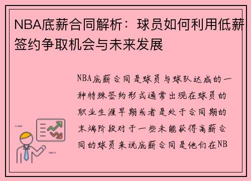 NBA底薪合同解析：球员如何利用低薪签约争取机会与未来发展